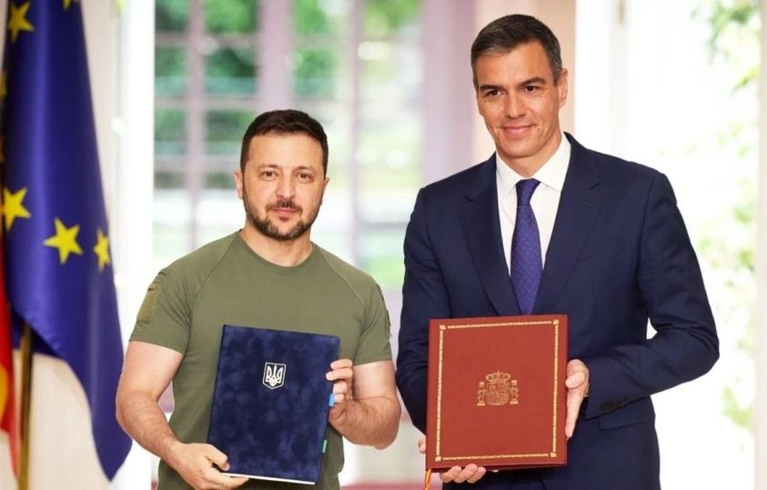 Ukraina president Volodõmõr Zelenskõi ja Hispaania peaminister Pedro Sanchez. Allikas: Ukraina presidendiadministratsioon.
